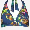 Lidea Plunge Moulded Halter Bikini Top - Indigo Rainbow Discount