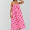 Pitusa Polka Dot Midi Dress - Pink Outlet
