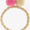 Kknekki PomPom Hair Tie - Beige Glitter Hot