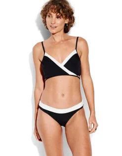 Seafolly Pop Block Wrap Front Booster - Black Outlet