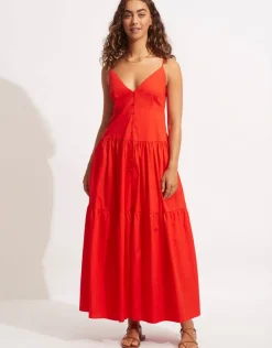 Seafolly Poplin Maxi Dress - Red Hot