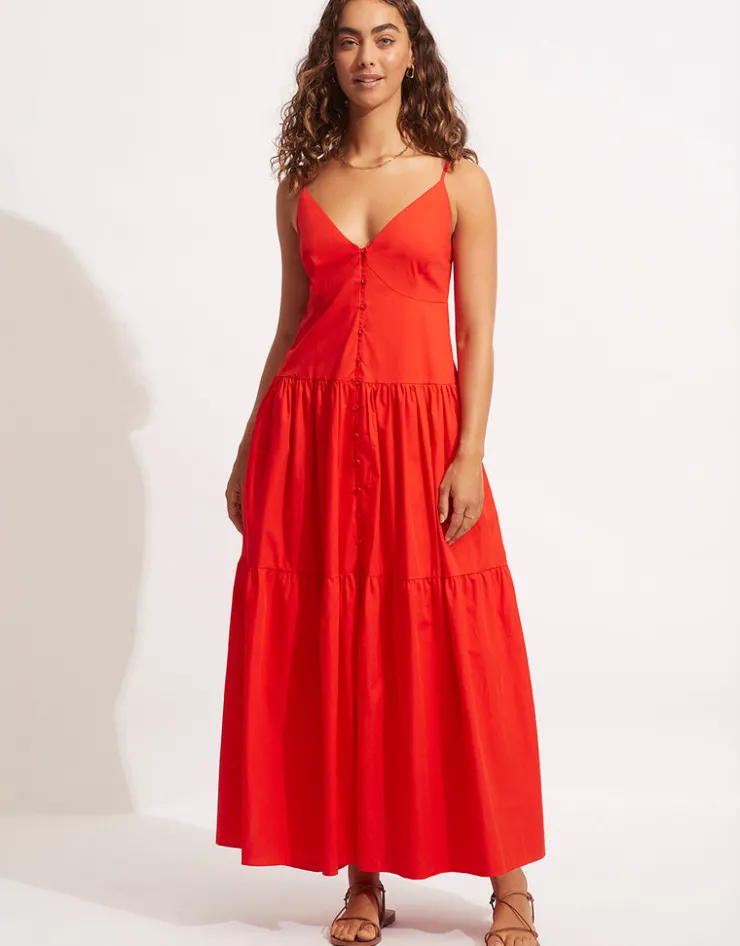 Seafolly Poplin Maxi Dress - Red Hot