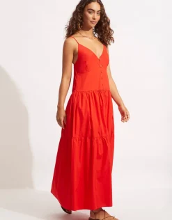 Seafolly Poplin Maxi Dress - Red Hot