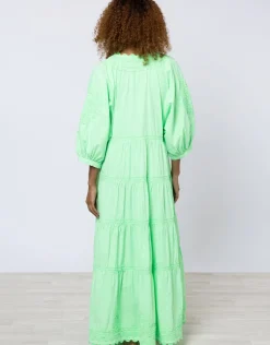 Juliet Dunn Poplin V-Neck Loose Maxi Dress with Ric-Rac - Apple Discount