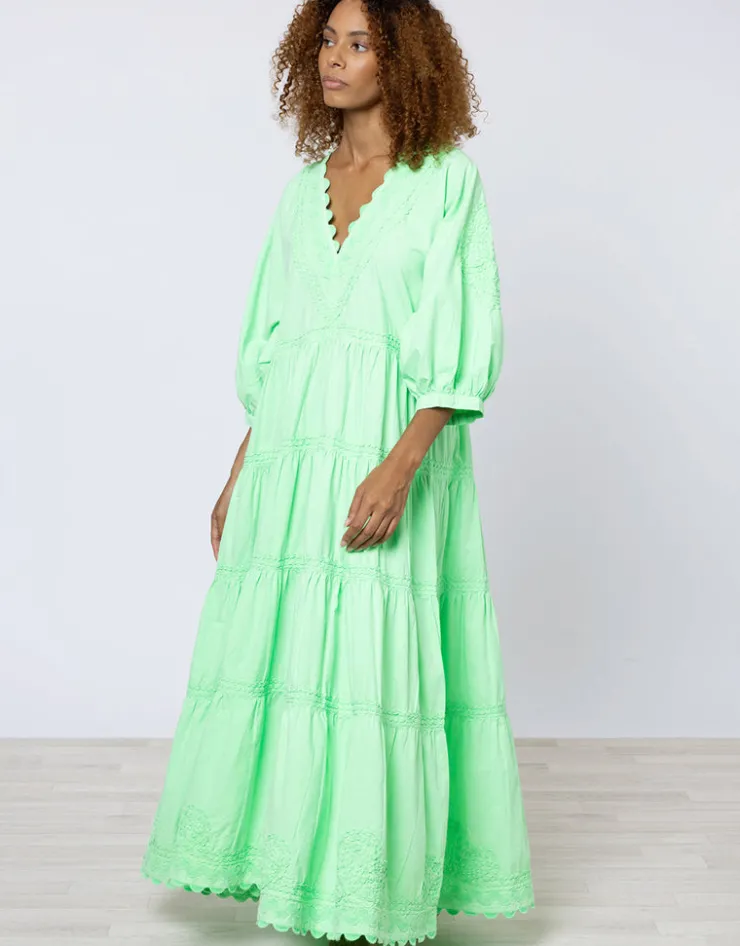 Juliet Dunn Poplin V-Neck Loose Maxi Dress with Ric-Rac - Apple Discount