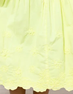 Juliet Dunn Poplin V-Neck Midi Dress with Cord Flower - Sherbet Lemon Sale