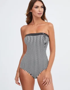 Nuria Ferrer Portofino Bandeau Swimsuit - Black and White Outlet