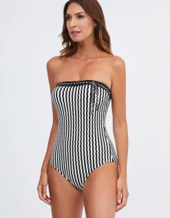 Nuria Ferrer Portofino Bandeau Swimsuit - Black and White Outlet