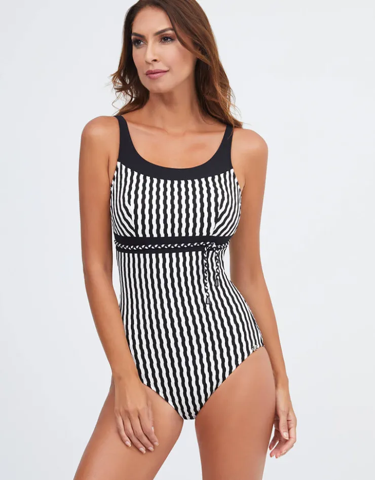 Nuria Ferrer Portofino High Neck Swimsuit - Black and White Outlet