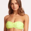 Seafolly Portofino Ruched Bandeau Bikini Top - Wild Lime Hot