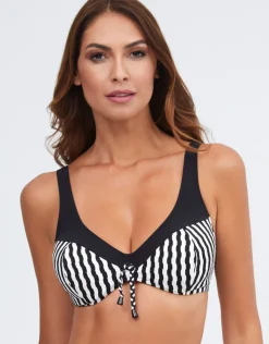 Nuria Ferrer Portofino Underwired Bikini Top - Black and White Fashion