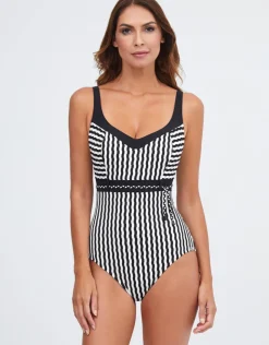 Nuria Ferrer Portofino Underwired Swimsuit - Black and White Discount