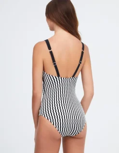 Nuria Ferrer Portofino V Neck Swimsuit - Black and White Clearance