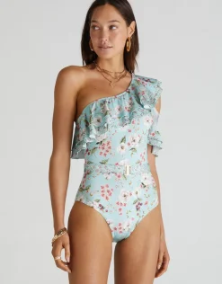 Aqua Blu Primrose Rose One Piece Swimsuit - Floral Discount