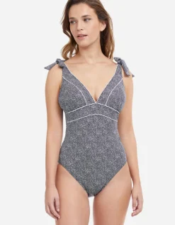 Gottex Profile Colette V Neck Swimsuit - Black and White Hot