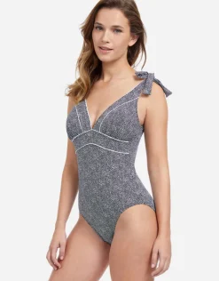 Gottex Profile Colette V Neck Swimsuit - Black and White Hot