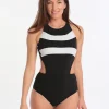 Gottex Profile Formula One Sports High Neck One Piece - Black White Fashion
