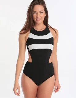 Gottex Profile Formula One Sports High Neck One Piece - Black White Fashion