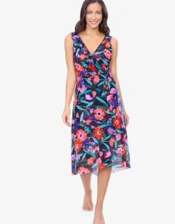 Gottex Profile Marguerite Mesh Wrap Dress - Black Multi New