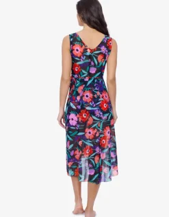 Gottex Profile Marguerite Mesh Wrap Dress - Black Multi New