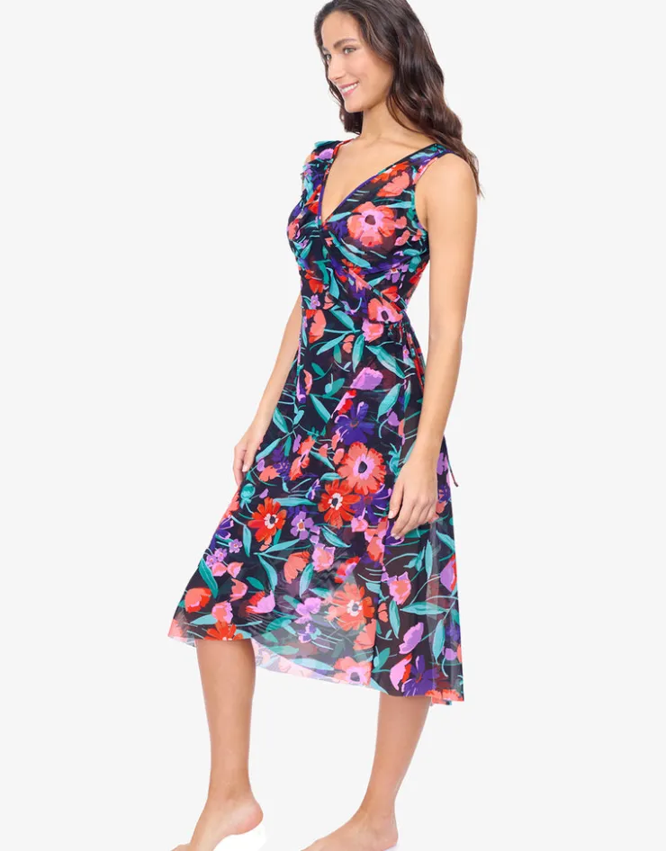Gottex Profile Marguerite Mesh Wrap Dress - Black Multi New