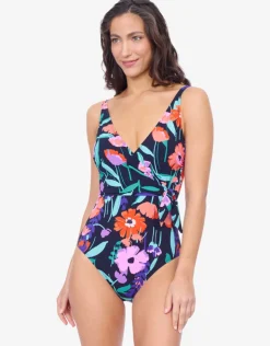 Gottex Profile Marguerite Surplice Swimsuit - Black Multi Best