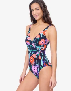 Gottex Profile Marguerite Surplice Swimsuit - Black Multi Best