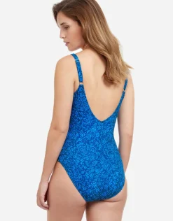 Gottex Profile Mehndi Ruffle Surplice Swimsuit - Blue New