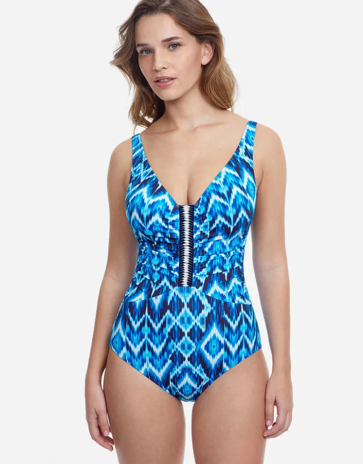 Gottex Profile Ocean Blue V Neck Swimsuit - Blue Sale
