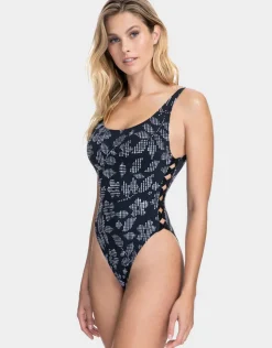 Gottex Profile Pepita Lace Up Side Swimsuit - Black/White Discount