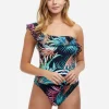 Gottex Profile Tropico One Shoulder Swimsuit - Black Clearance