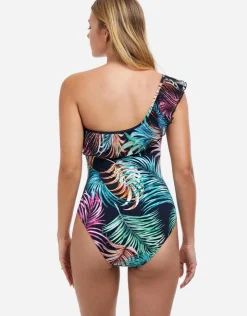 Gottex Profile Tropico One Shoulder Swimsuit - Black Clearance