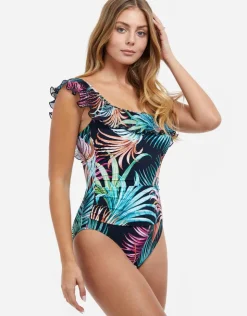 Gottex Profile Tropico One Shoulder Swimsuit - Black Clearance