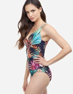 Gottex Profile Tropico V Neck Swimsuit - Black Outlet