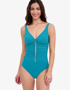 Gottex Profile Tutti Frutti D Cup V Neck Ladder Swimsuit - Jade New
