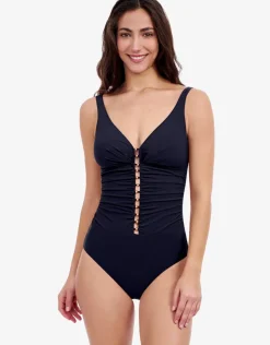 Gottex Profile Tutti Frutti D Cup V Neck Ladder Swimsuit - Black Fashion