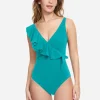 Gottex Profile Tutti Frutti Ruffle Surplice Swimsuit - Jade New