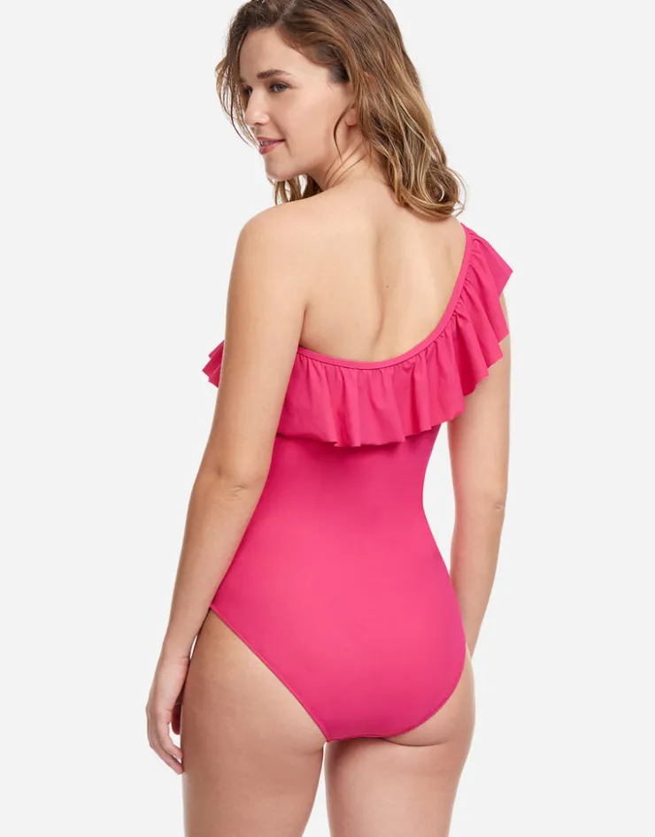 Gottex Profile Tutti Frutti Ruffle One Shoulder Swimsuit - Rose Online