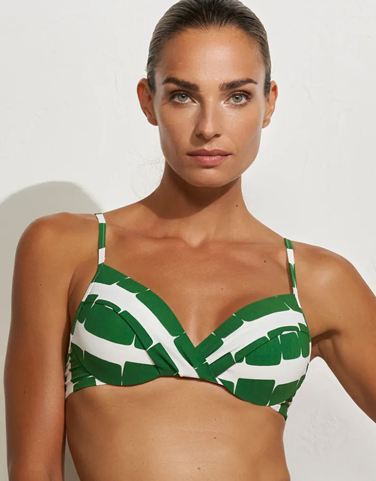 Maryan Mehlhorn Radiance Underwired Padded Bikini Top - White and Clover Clearance