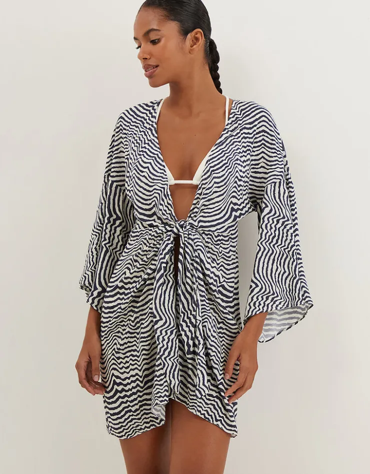 ViX Paula Hermanny Ravine Perola Knot Short Cover Up - Stripe Fashion