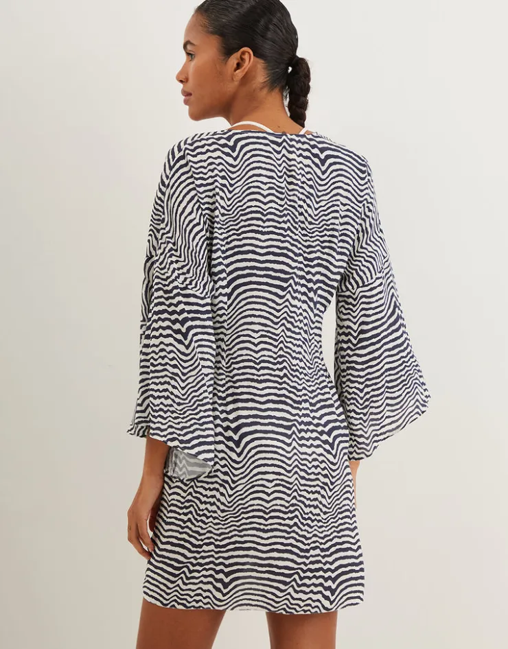 ViX Paula Hermanny Ravine Perola Knot Short Cover Up - Stripe Fashion