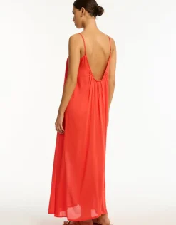 Sea Level Resort Essentials Maxi Sundress - Flame Clearance