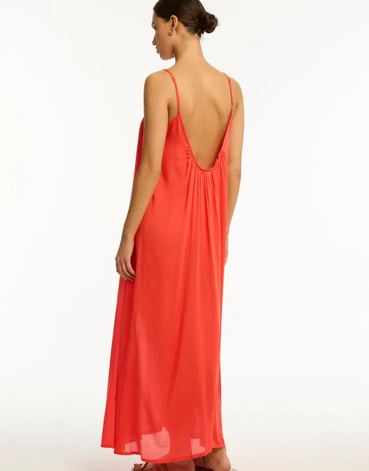 Sea Level Resort Essentials Maxi Sundress - Flame Clearance