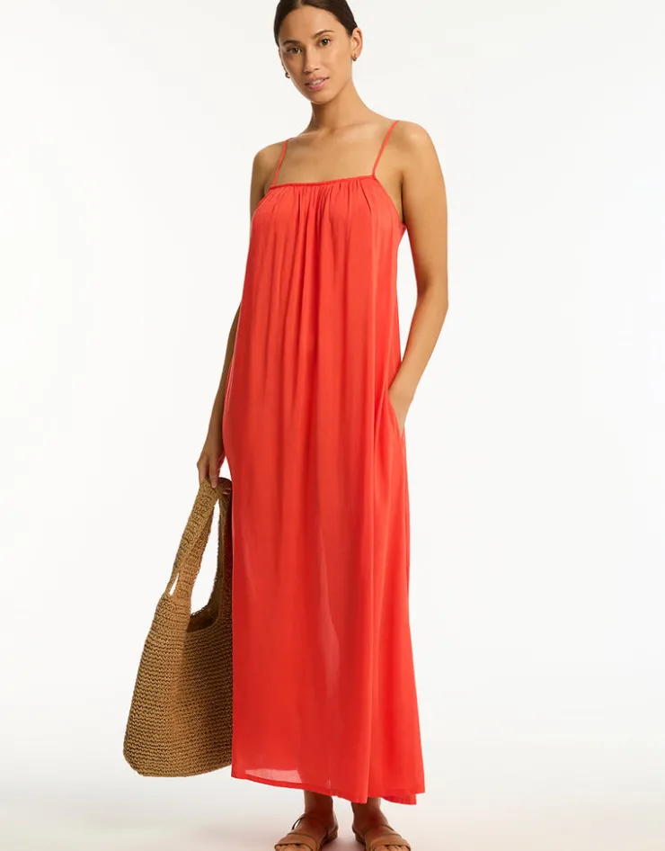 Sea Level Resort Essentials Maxi Sundress - Flame Clearance