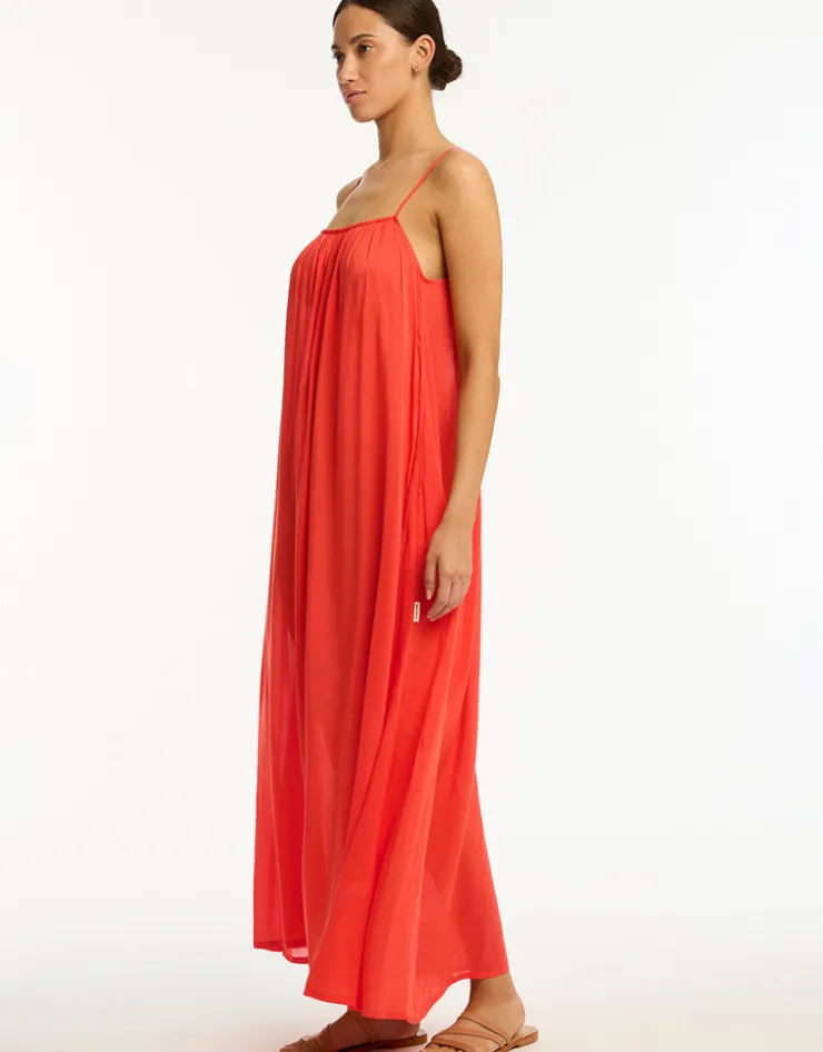 Sea Level Resort Essentials Maxi Sundress - Flame Clearance