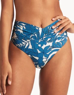 Sea Level Retreat Wrap High Waist Bikini Pant - Lagoon Online
