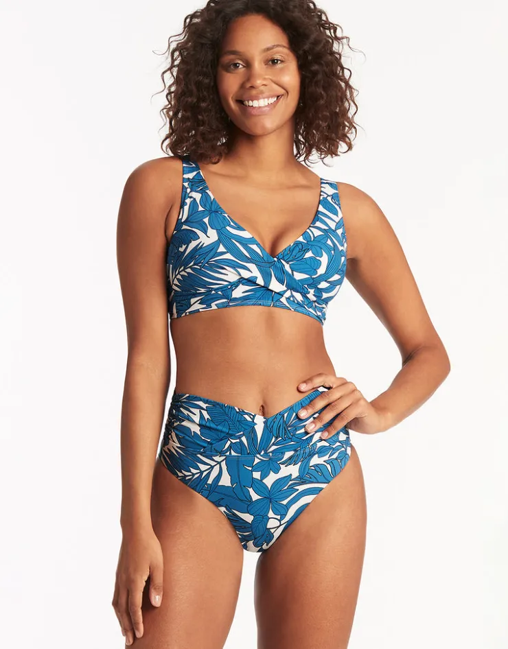 Sea Level Retreat Wrap High Waist Bikini Pant - Lagoon Online