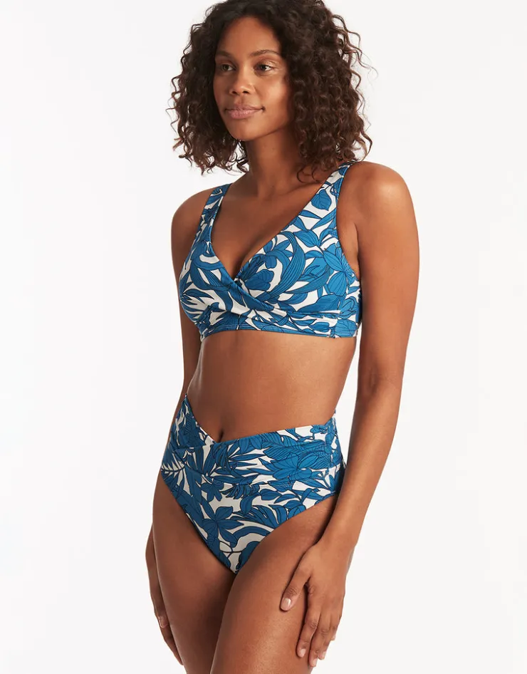 Sea Level Retreat Wrap High Waist Bikini Pant - Lagoon Online