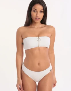 Watercult Retro Purity Zip Back Bikini Bottom - White Best