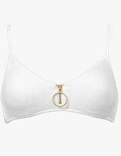Watercult Retro Purity Zip Front Bralette Bikini Top - White Discount